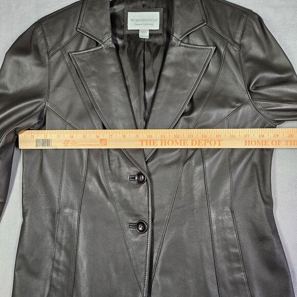 Worthington Leather Lambskin Jacket Women's Size Medium Dark Brown Lined Pockets - Picture 12 of 13